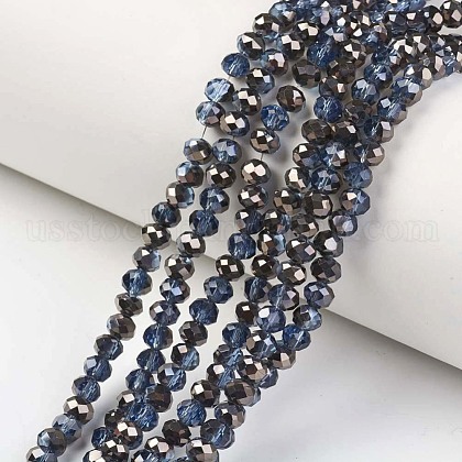 Electroplate Transparent Glass Beads Strands US-EGLA-A034-T10mm-P11-1