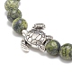 Gemstone Round & Alloy Sea Turtle Beaded Stretch Bracelet for Women US-BJEW-JB08579-5