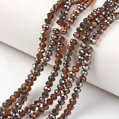 Electroplate Transparent Glass Beads Strands US-EGLA-A034-T10mm-P04-1