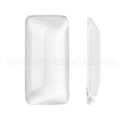 Transparent Rectangle Glass Cabochons US-GGLA-R025-38x19-1