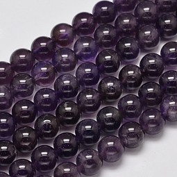 Natural Amethyst Round Bead Strands US-G-M304-18-10mm