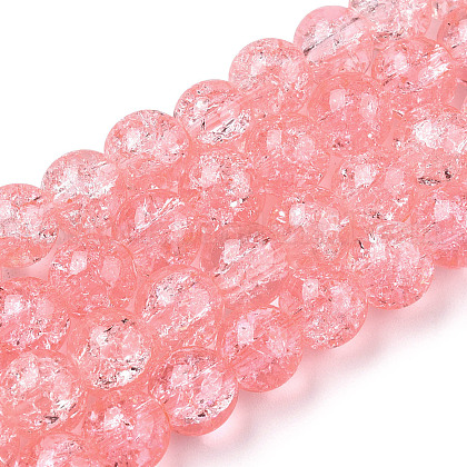 Spray Painted Crackle Glass Beads Strands US-CCG-Q001-8mm-03-1