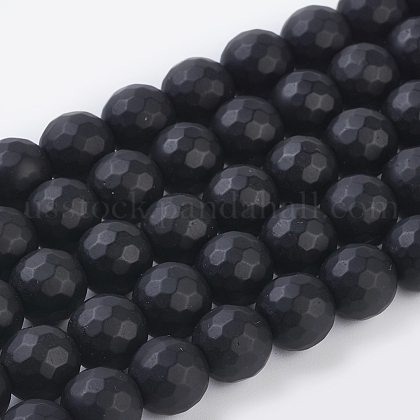 Synthetic Black Stone Beads Strands US-G-C059-10mm-1-1