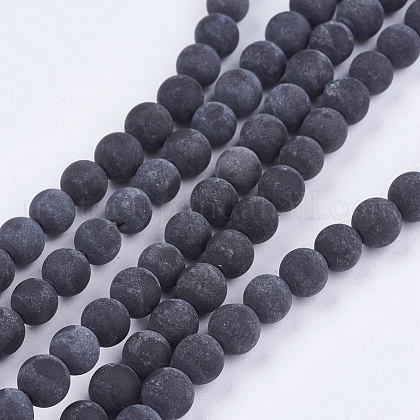 Natural Black Stone Bead Strands&nbsp;US-X-G-R193-01-8mm-1
