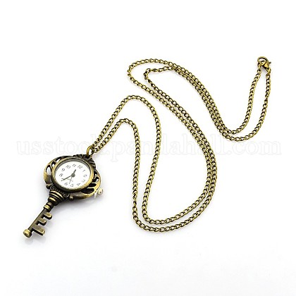 Alloy Key Pendant Necklace Quartz Pocket Watch US-WACH-P001-01-1