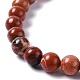 Natural Red Jasper Bead Stretch Bracelets US-BJEW-K212-A-012-3