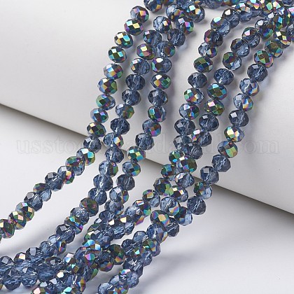 Electroplate Transparent Glass Beads Strands US-EGLA-A034-T6mm-Q14-1