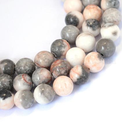 Natural Pink Zebra Jasper Round Bead Strands&nbsp;US-G-E334-8mm-11-4