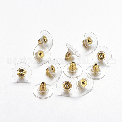 Brass Bullet Clutch Earring Backs US-EC129-G-1