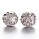 CZ Brass Micro Pave Grade AAA Clear Color Cubic Zirconia Round Beads US-KK-O065-10mm-05P-NR-1