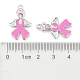 Breast Cancer Awareness Ribbon with Angel Wing Platinum Color Pearl Pink Alloy Rhinestone Enamel Pendants US-X-ENAM-D001-2-3