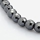 Faceted Round Non-magnetic Synthetic Hematite Beads Strands US-G-P061-60-8mm-1