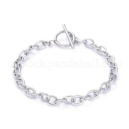 Unisex 304 Stainless Steel Cable Chain Bracelets US-BJEW-P245-39P