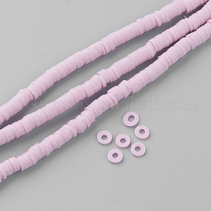 Flat Round Eco-Friendly Handmade Polymer Clay Bead Spacers US-CLAY-R067-4.0mm-26-1