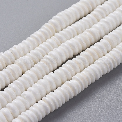 Disc Natural Sea Shell Beads Strands US-SSHEL-F290-21-1