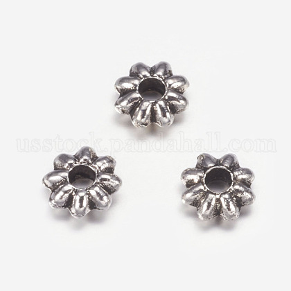 Tibetan Style Alloy Flower Beads US-X-TIBEB-0885-AS-FF-1