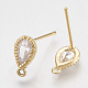 Brass Cubic Zirconia Stud Earring Findings US-KK-T035-05-2