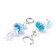Shell Pearl & Glass Seed & Flower Beaded Dangle Hoop Earrings US-EJEW-TA00061-5