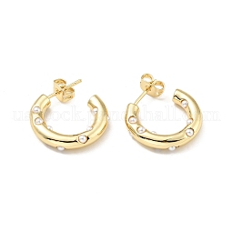 Acrylic Pearl C-shape Stud Earrings US-EJEW-G288-38G