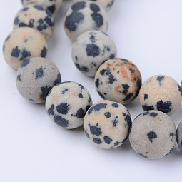 Natural Dalmatian Jasper Beads Strands US-G-Q462-8mm-05