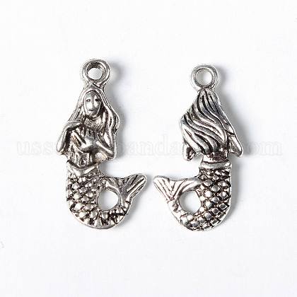 Antique Silver Tibetan Style Mermaid Pendants US-X-LF8997Y-1
