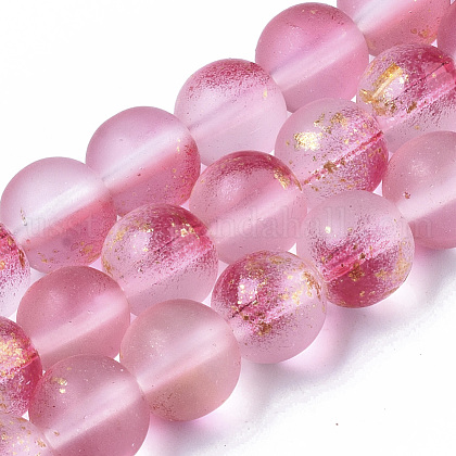 Frosted Spray Painted Glass Beads Strands US-GLAA-N035-03C-C04-1