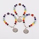 Multi-Color Gemstone Chakra Charm Bracelets US-BJEW-JB01691-1