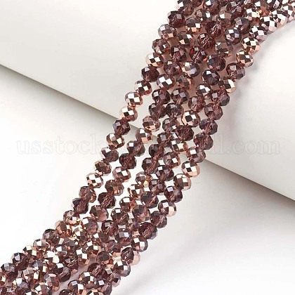 Electroplate Transparent Glass Beads Strands US-EGLA-A034-T8mm-N09-1