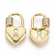Brass Micro Pave Clear Cubic Zirconia Screw Carabiner Lock Charms US-ZIRC-S066-008-1