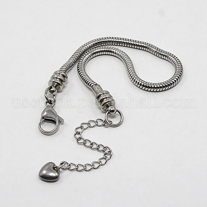 304 Stainless Steel European Round Snake Chains Bracelets US-STAS-J015-06-1