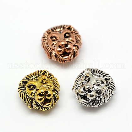 Tibetan Style Alloy Animal Lion Head Beads US-X-PALLOY-A063-02-1