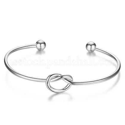 SHEGRACE Hot Trending Knot Rhodium Plated 925 Sterling Silver Torque Cuff Bangle US-JB06A-1