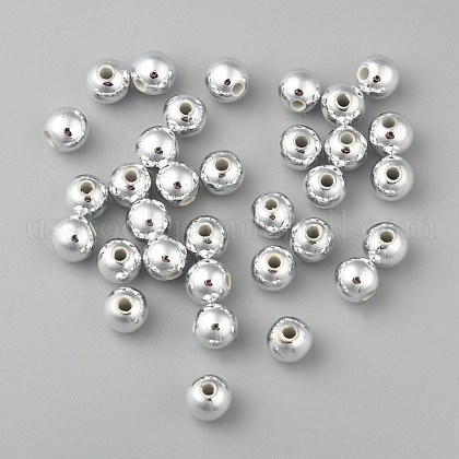 Plating Plastic Acrylic Round Beads US-PACR-L003-6mm-S-1