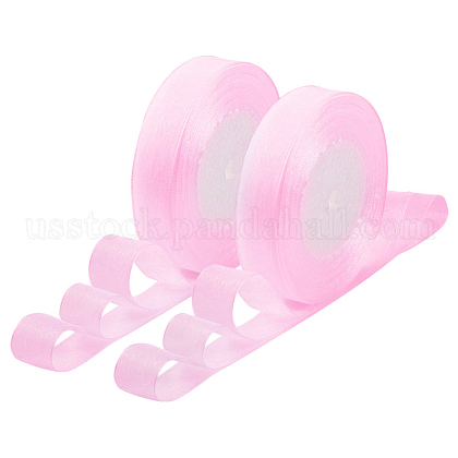 Breast Cancer Pink Awareness Ribbon Making Materials Sheer Organza Ribbon US-RS20mmY043-1