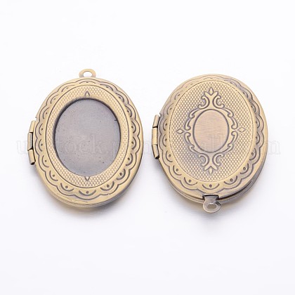 Romantic Valentines Day Ideas for Him with Your Photo Brass Locket Pendants US-ECF133-3AB-1