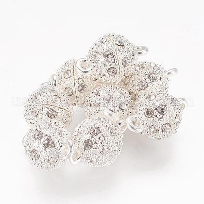 Alloy Rhinestone Magnetic Clasps with Loops US-RB-H116-2-S-1
