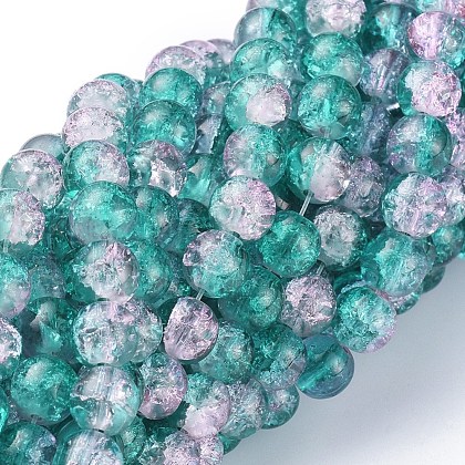 Spray Painted Crackle Glass Beads Strands US-CCG-Q002-4mm-06-1
