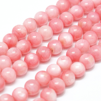 Natural Freshwater Shell Round Bead Strands US-SHEL-M012-01-1
