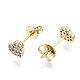 Brass Micro Pave Clear Cubic Zirconia Stud Earrings US-EJEW-T046-26G-NF-2