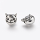 Tibetan Style Antique Silver Cat Head Alloy Beads US-X-TIBEP-GC178-AS-RS-2