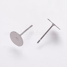 Non-Tarnish 304 Stainless Steel Stud Earring Settings US-STAS-K146-009-8mm