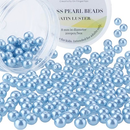 8mm Light Blue Glass Pearl Beads Tiny Satin Luster Round Loose beads for Jewelry Making US-HY-PH0001-8mm-006-1