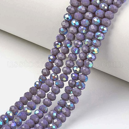 Electroplate Opaque Solid Color Glass Beads Strands US-EGLA-A034-P4mm-L10-1