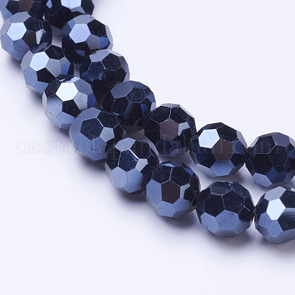 Electroplate Glass Beads Strand US-EGLA-J042-8mm-F01-1