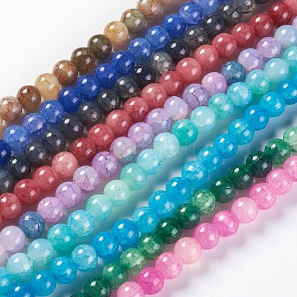 Crackle Glass Beads Strands US-CCG-L002-B-M-1