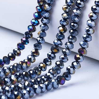 Electroplate Glass Beads Strands US-EGLA-A034-P4mm-B01-1