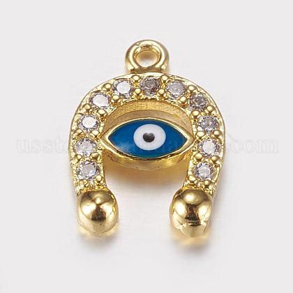 Long-Lasting Plated Brass Micro Pave Cubic Zirconia Enamel Charms US-ZIRC-L072-55G-1
