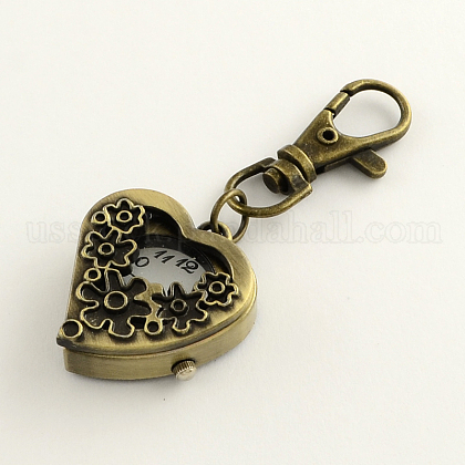 Retro Keyring Accessories Alloy Heart Watch for Keychain US-WACH-R009-104AB-1