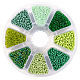 Mixed Green Style 12/0 Diameter 2mm Round Glass Seed Beads with Box Set Value Pack US-SEED-PH0001-03B-1