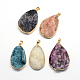 PandaHall Elite 5PCS Dyed Plated Drop Shape Gemstone Pendant Natural Agate Drop Pendants for Jewelry Making US-G-PH0026-03-1